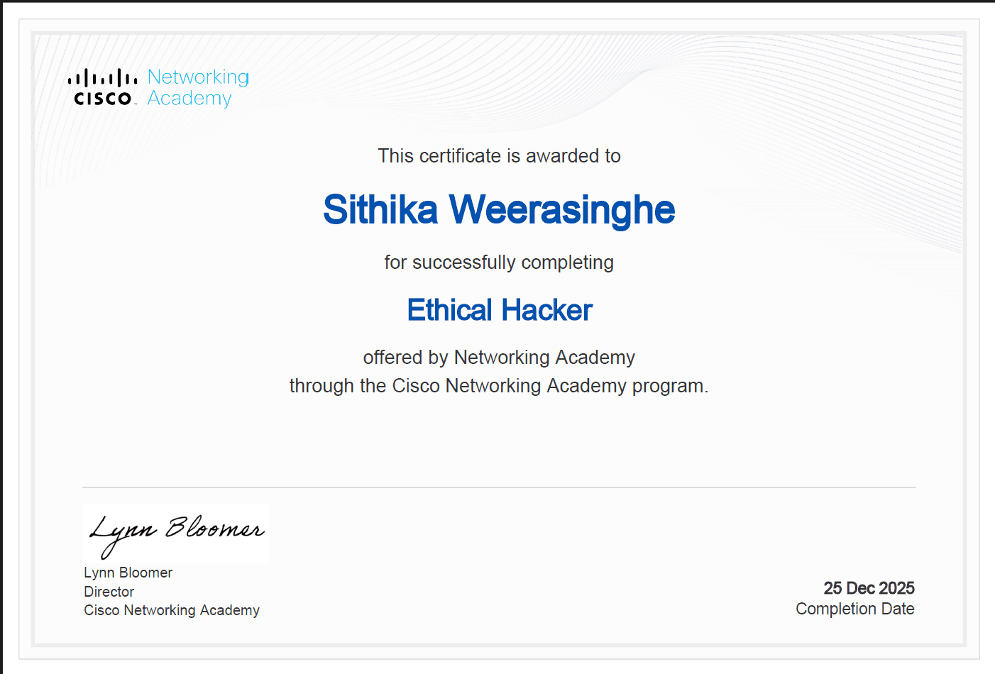 Ethical Hacker certificate